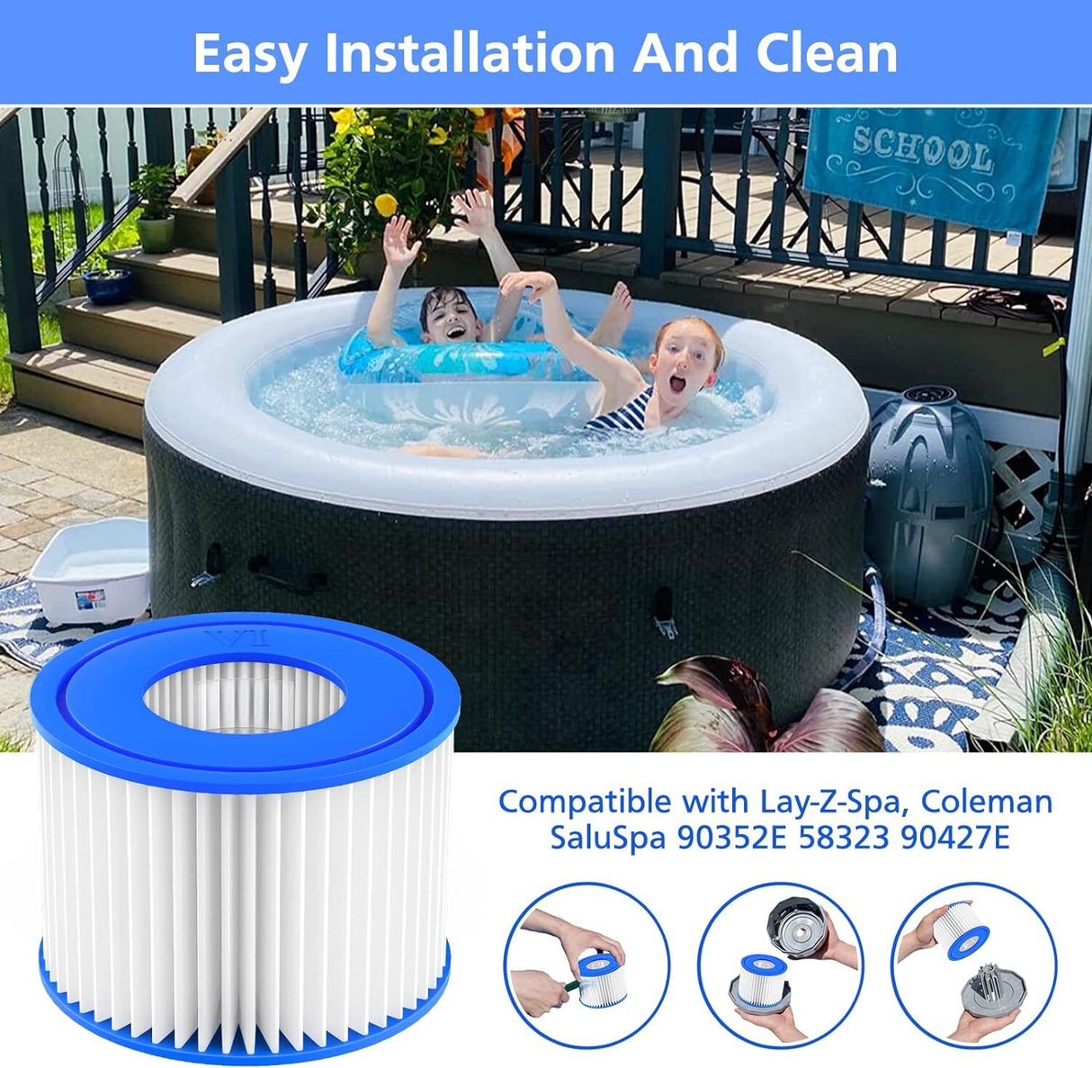 Lay-Z-Spa Filter Cartridge (VI), Compatible with All Lay-Z-Spa Hot Tub Models 2pcs