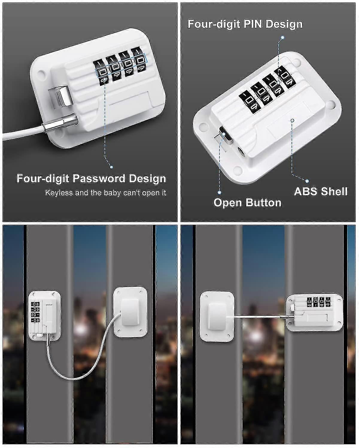 Self-Adhesive Refrigerator Lock Pack for Adults, White, Combination Lock, Refrigerator Safety Lock, for Children, Electric Mini Fridge, Door - perfect-max