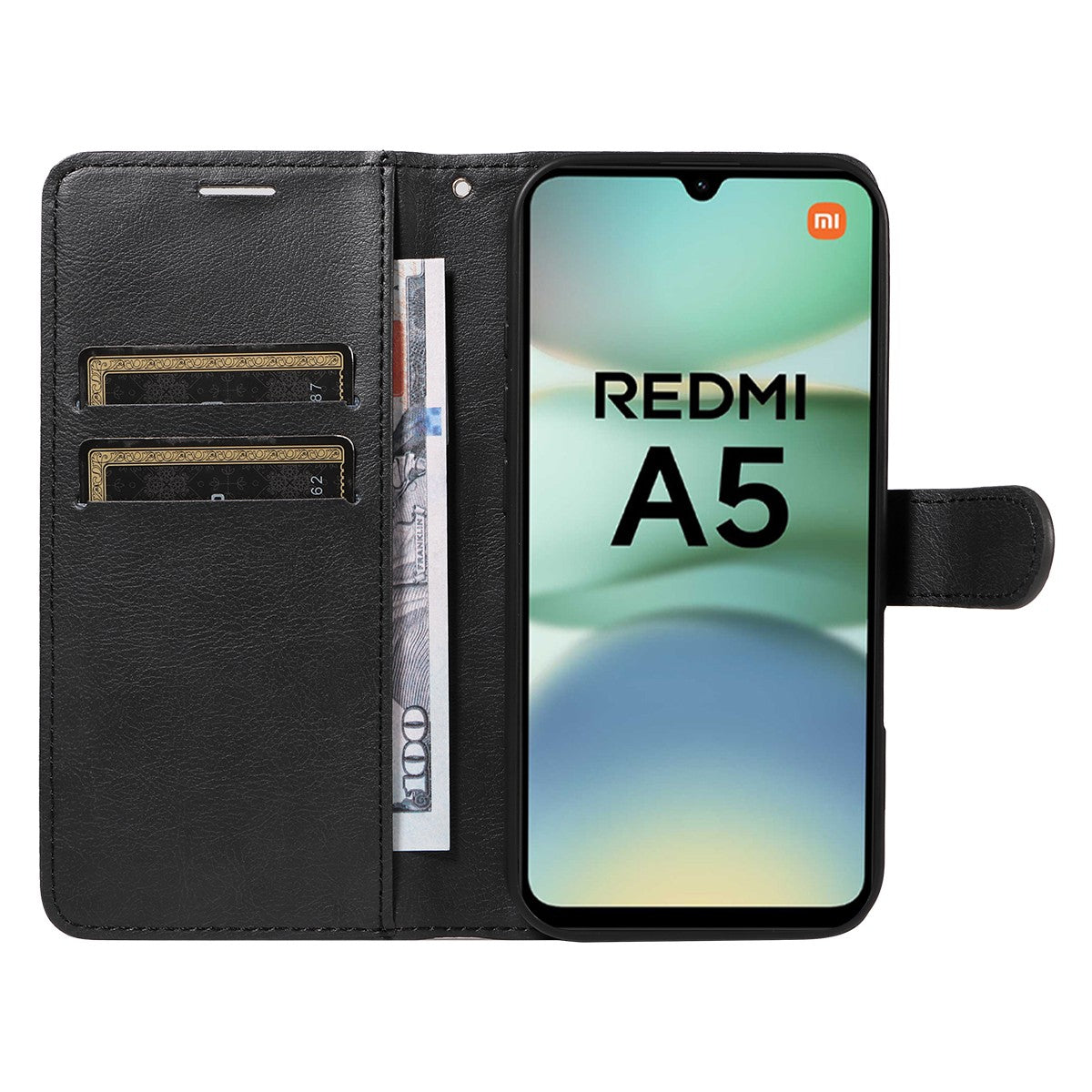 SKALO Xiaomi Redmi A5 4G PU Leather Wallet Case - More Colors_MGF Black