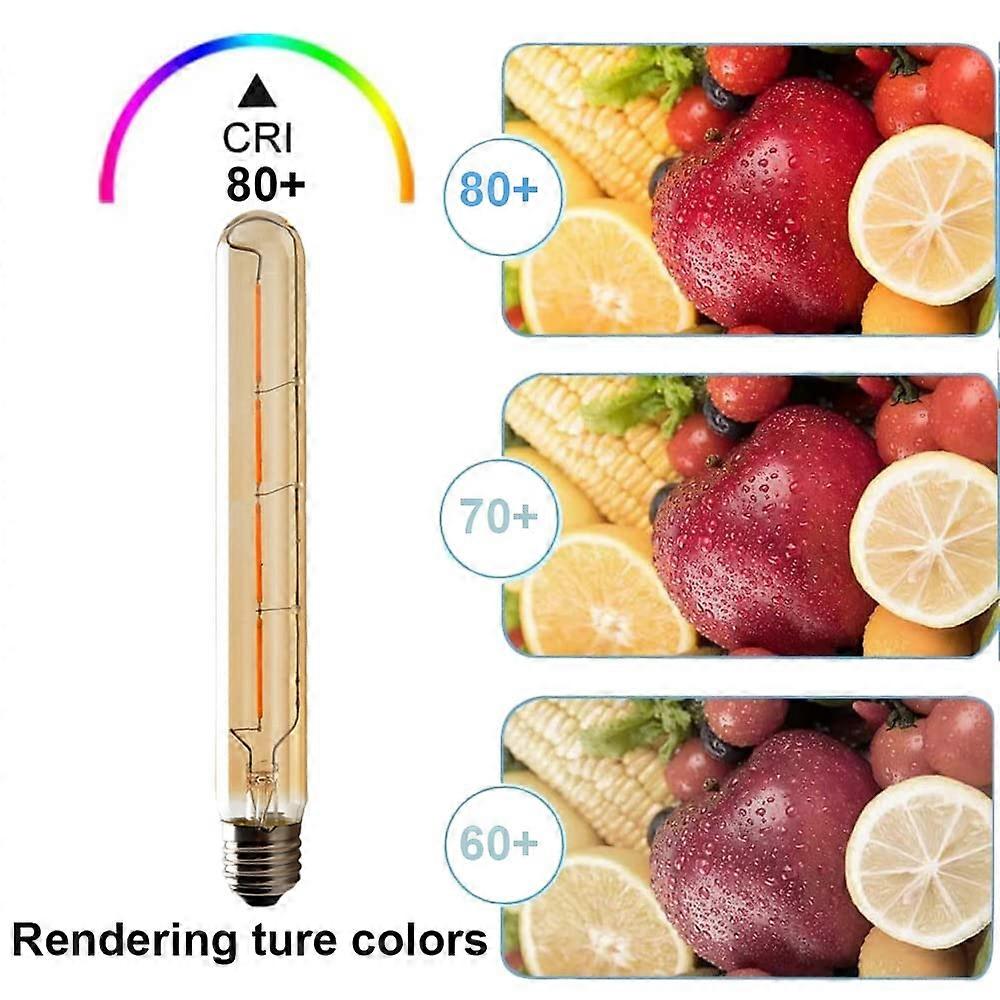 5-pack T225 Long Tube Bulbs, LED Edison Filament, 4W E27 Socket Warm White, Yellow Glass for Decorative Light Bulb, AC 220-240V—yux
