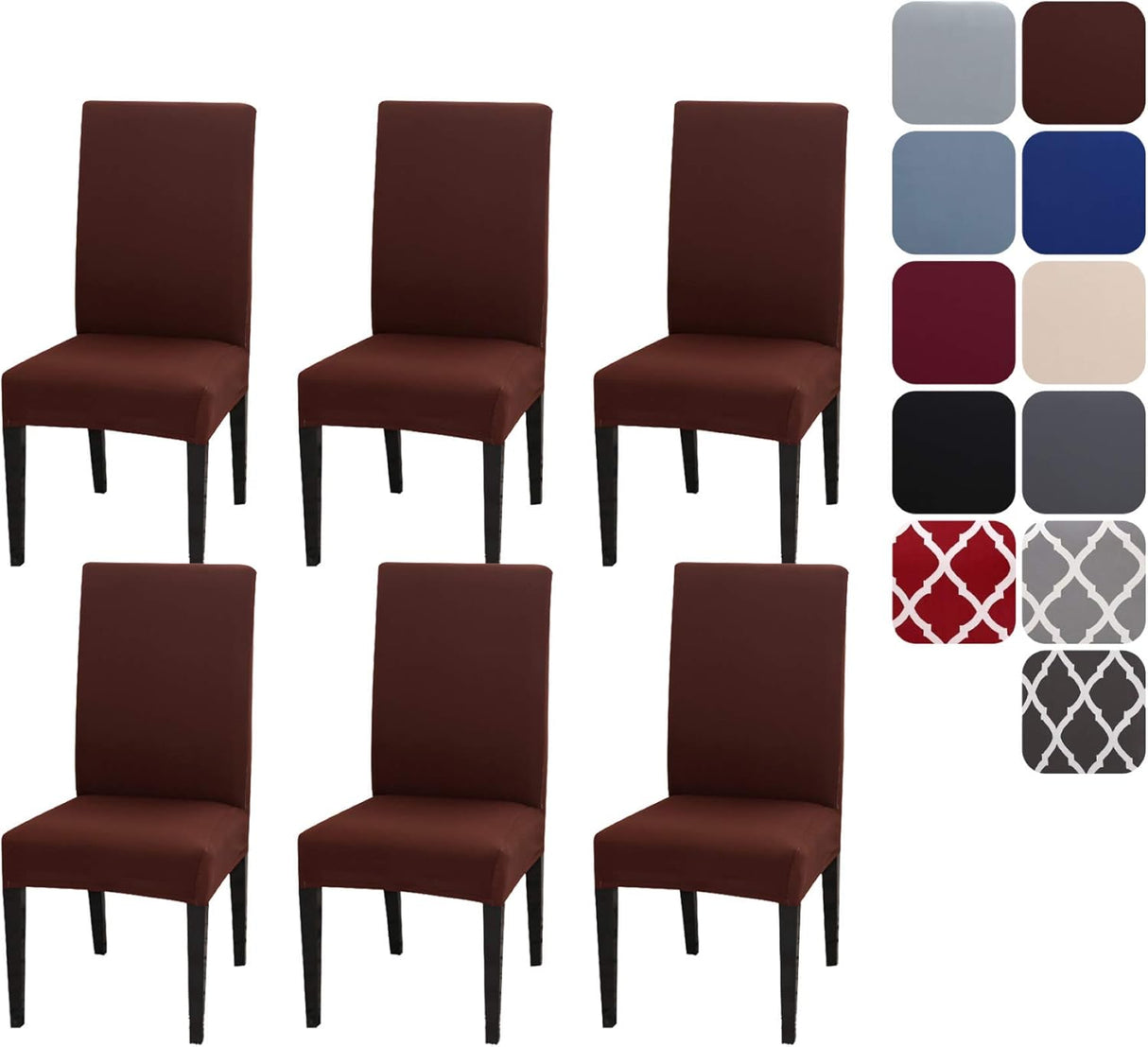 Set of 4 or 6 Chair Covers, Stretchy, Removable, Washable Chair Covers, Decorative Protectors for Hotel, Cafe -tfrf coffee 6pcs