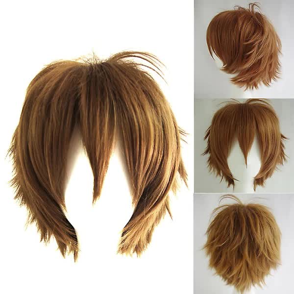 /NN/ Wig Short Style Adjustable High Temperature Fiber Men's Anime Cosplay Hairpiece for Party Burgundy