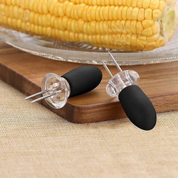 pcs Stainless Steel Corn Forks, Corn Rack, Corn Cob, Kitchen Utensils, Small Round Head, Grill Corn Black
