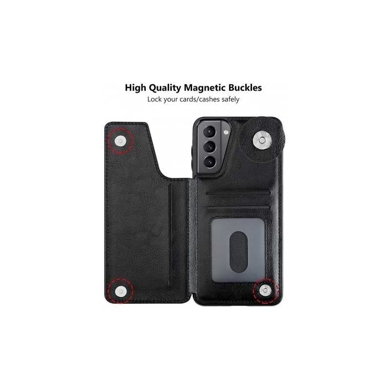 Samsung S22 Shockproof Case Card Holder 3-COMPARTMENT Flip Black_yux