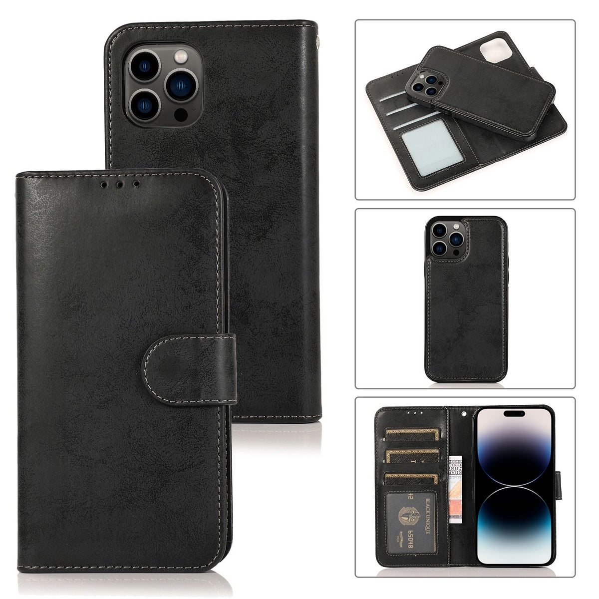 iPhone 16 Wallet Case Magnet Black Black_max Black