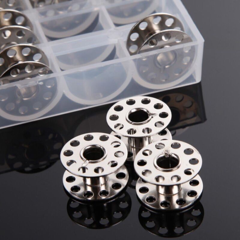 Metal Bobbins with Case for Standard Household Sewing Machine Brother Singer Bernina Pfaff Elna Babylock Kenmore Juki..DEBUNS