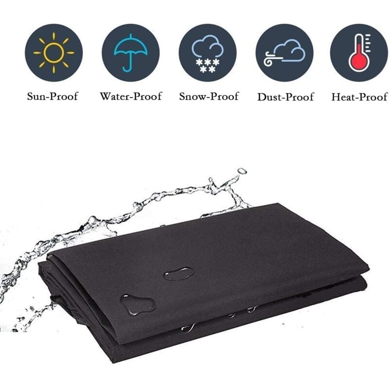 Grill Cover BBQ Protective Tarpaulin Anti-UV Anti-water Anti-moisture with Storage Bag Black (170 x 61 x 117cm)