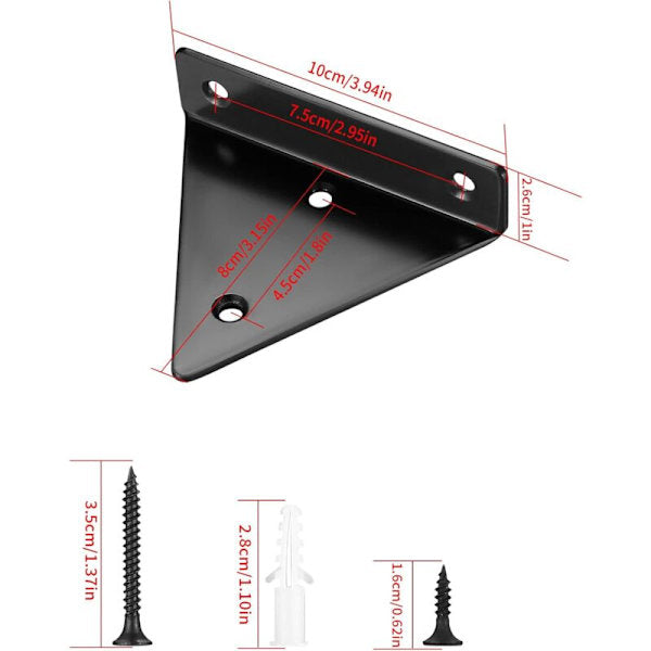 Floating shelf brackets, invisible triangular edges.