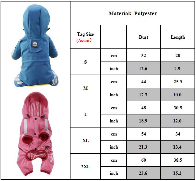 Dog Rainwear Raincoat Pet Hood Waterproof Jacket Clothing pink L