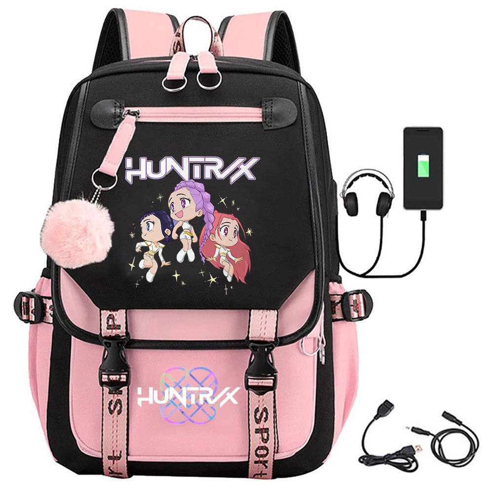 K-Pop Demon Hunters Anime School Backpack Cute Cartoon Bag for Students rosa_tfrf pink 10