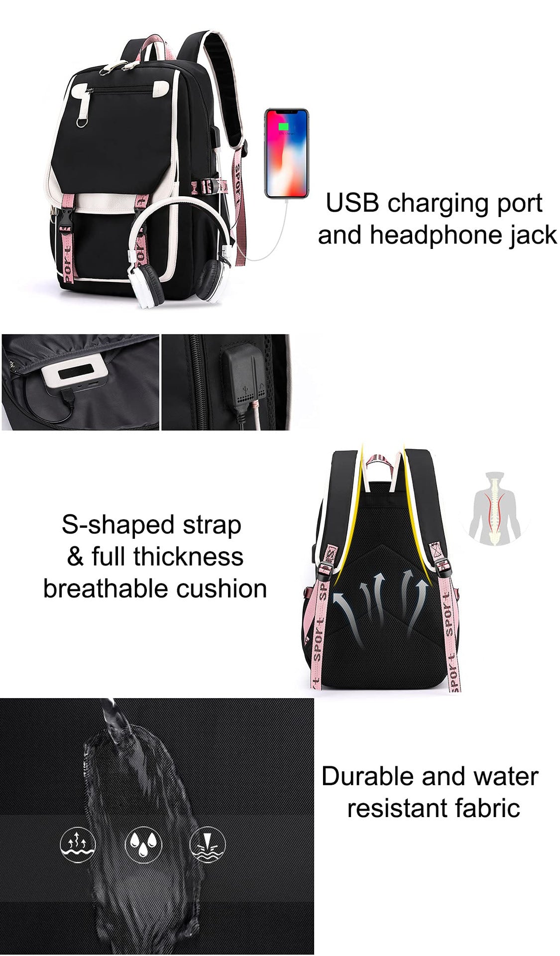 K-Pop Demon Hunters Anime School Backpack Cute Cartoon Bag for Students rosa_tfrf pink 10