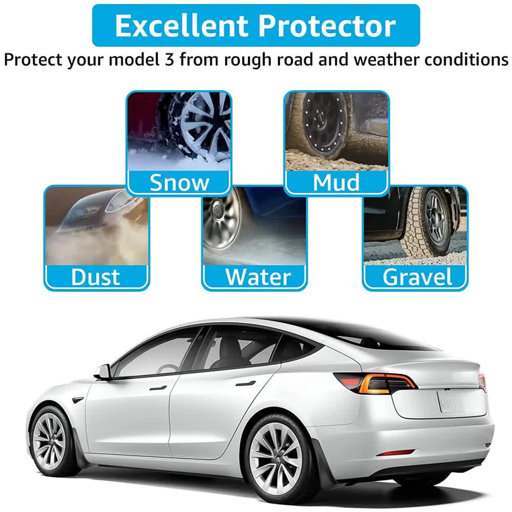 pcs Mudguards for Tesla Model 3 Front Rear Mudguard Fender Kit White Model 3_tfrf White Model 3