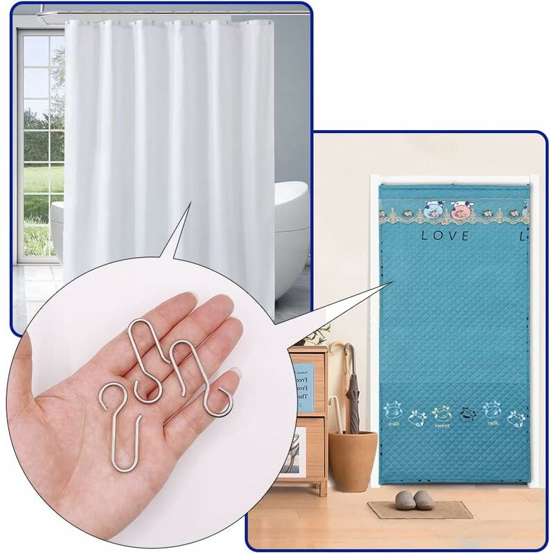 Curtain Clips, 40 Pieces Curtain Rail Hooks, Heavy Duty Zinc Curtain Hooks, for Door Curtains, etc. (50x2.5mm)