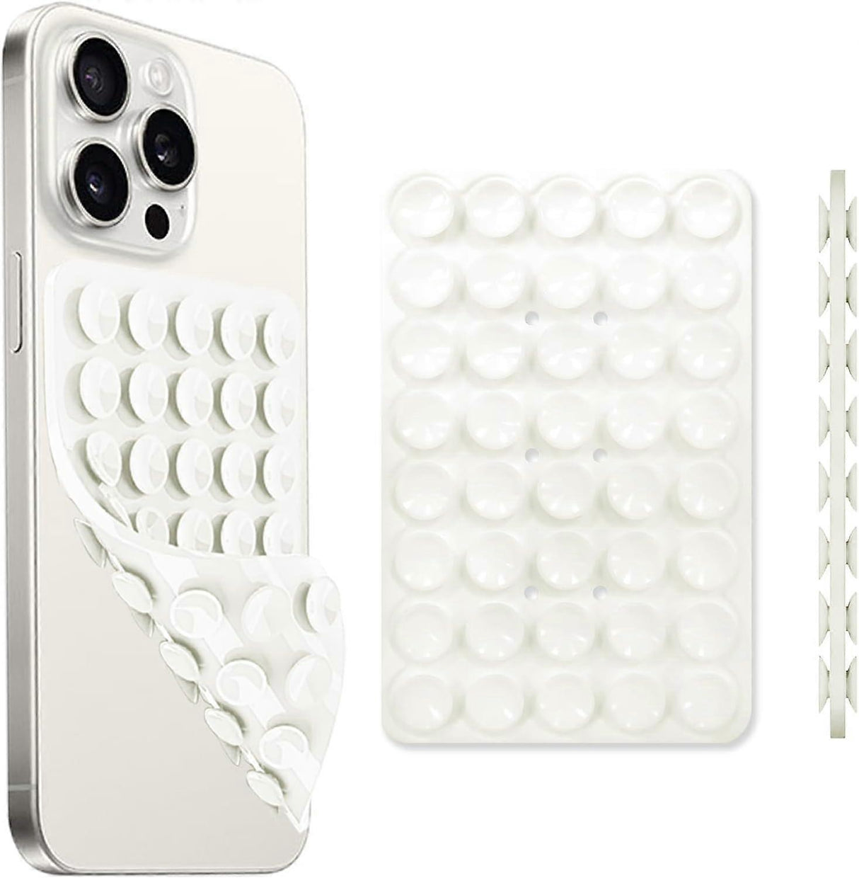 New Silicone Suction Cup Phone Case Mount Double Sided, Phone Accessory Handsfree Strong Grip Holder for Selfies and Videos White