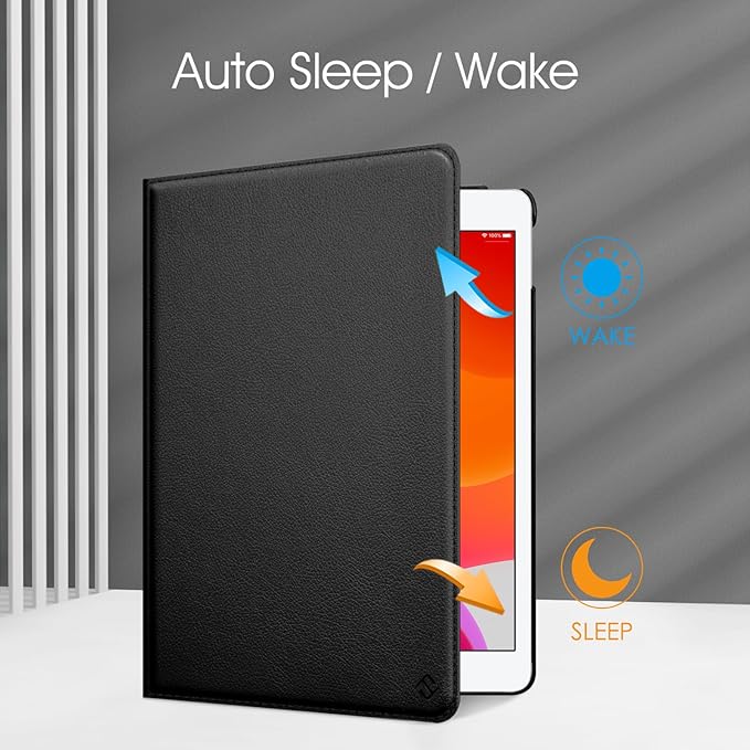 Fintie Rotating Case for iPad 9th Gen (2021) / 8th Gen (2020) / 7th Gen (2019) 10.2 inch - 360 Degree Auto Wake/Sleep, Black
