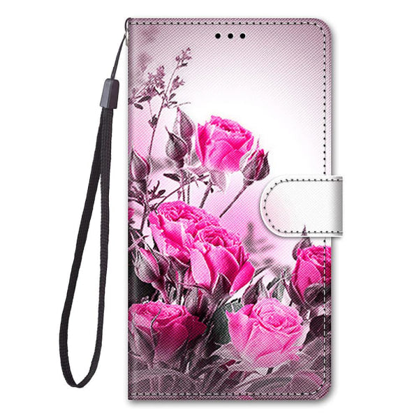 Case Compatible with Samsung Galaxy Xcover 5 Case Magnetic Card Slots Creative Rose Flower Pattern Case Coque_max