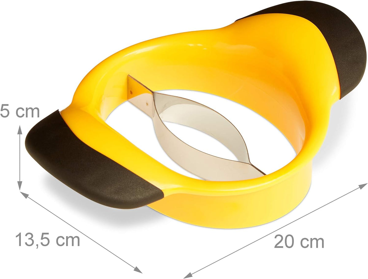 Mango Slicer, Split & Core Mangoes, Non-Slip Handles, Stainless Steel Blade, Slicer, Black-Yellow_yux