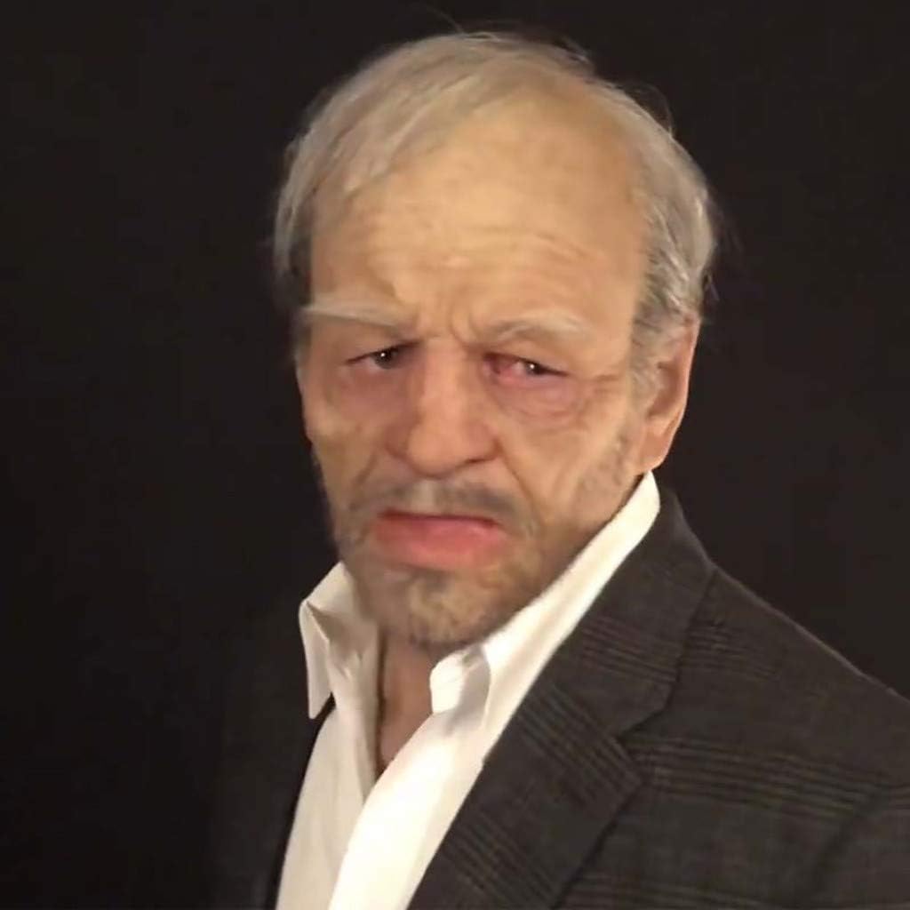 Halloween Latex Mask - Old Man Decor Realistic Face Mask for Human Wrinkle B