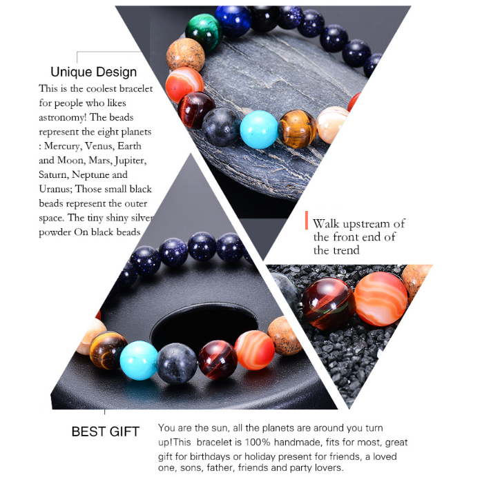 Solar System Bracelet for Men and Women, Universe Galaxy Eight Planets Guardian Star Natural Stone Beads Bracelet Gift Eight Planets 1—yux Eight Planets 1