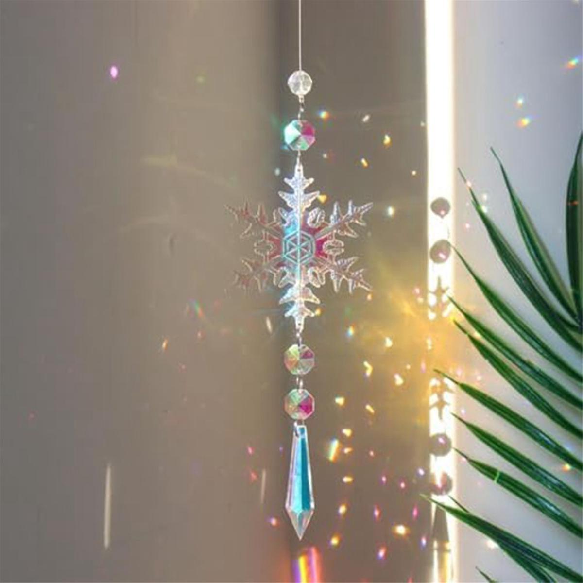 Sun Catcher Indoor Window Snowflakes Hanging Crystal Sun Catcher Prism Ball Rainbow Sun Catcher Snow