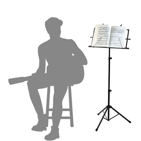{CA}Adjustable Music Stand, Portable Foldable Metal Stand with Carrying Bag, Lightweight for Storage or Travel, Black