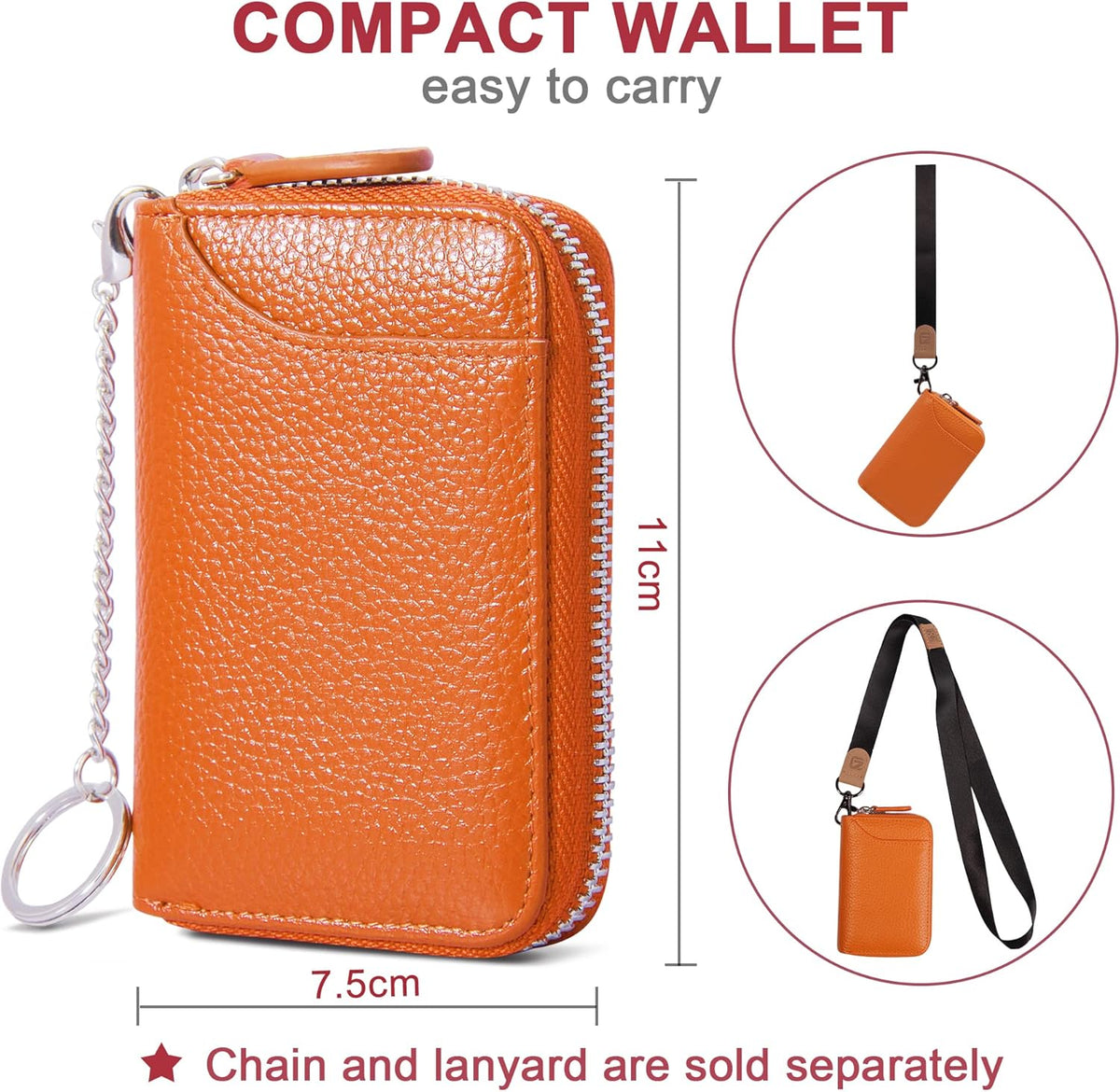 Credit Card Holder RFID Blocking Wallets Thin Mini Bag for Travel Card Case & Money Organizers Cash Envelope Wallet for Women Gift_yux Orange