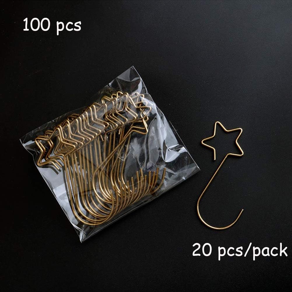 100 Christmas tree baubles hooks for decoration - Gold star