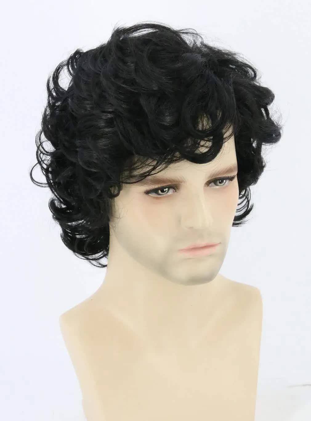 Short Black Men's Wig with Curly and Fluffy Wigs, Natural Synthetic Wigs for Men, Daily Party Wear for Men Brown 10 Inch