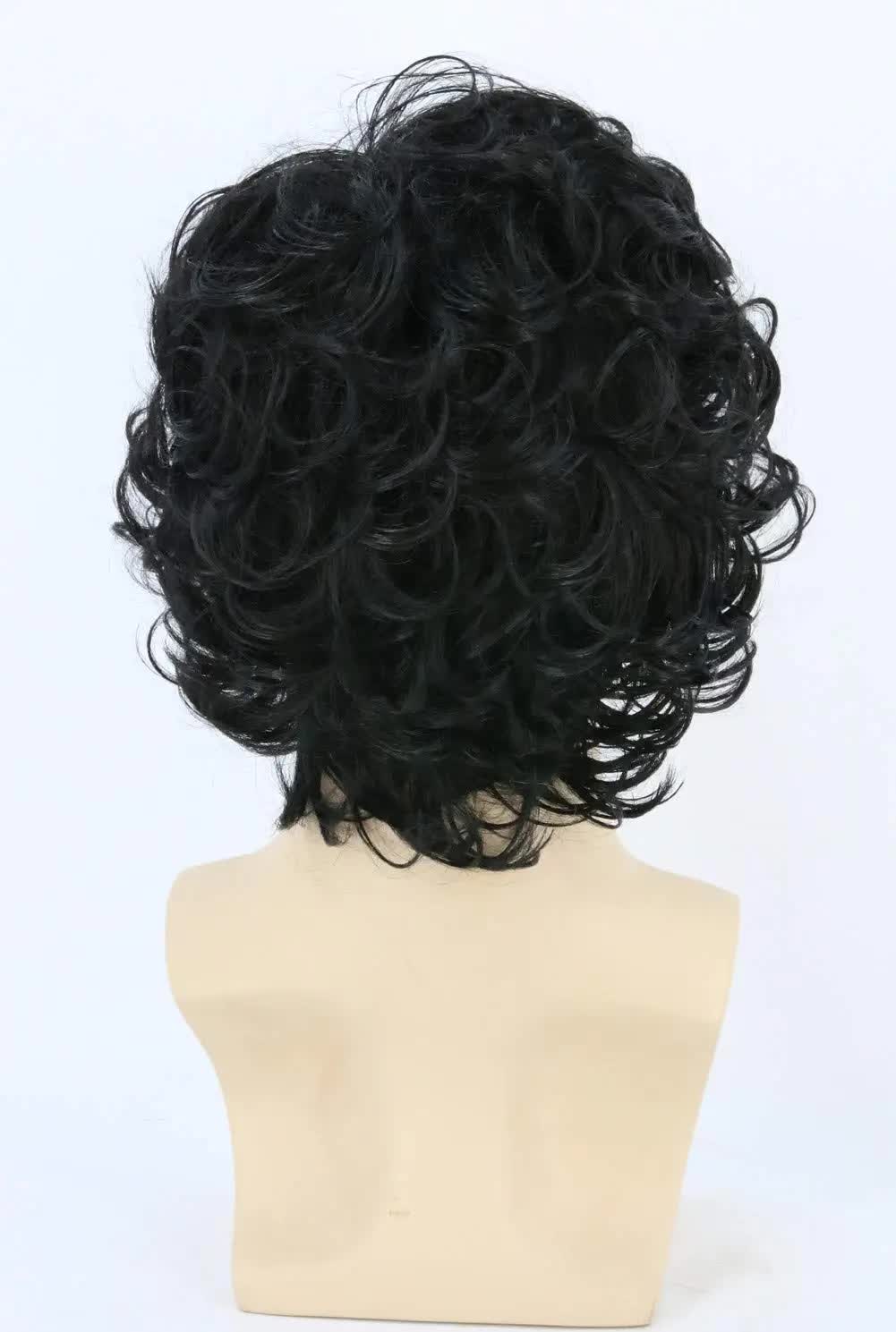 Short Black Men's Wig with Curly and Fluffy Wigs, Natural Synthetic Wigs for Men, Daily Party Wear for Men Brown 10 Inch