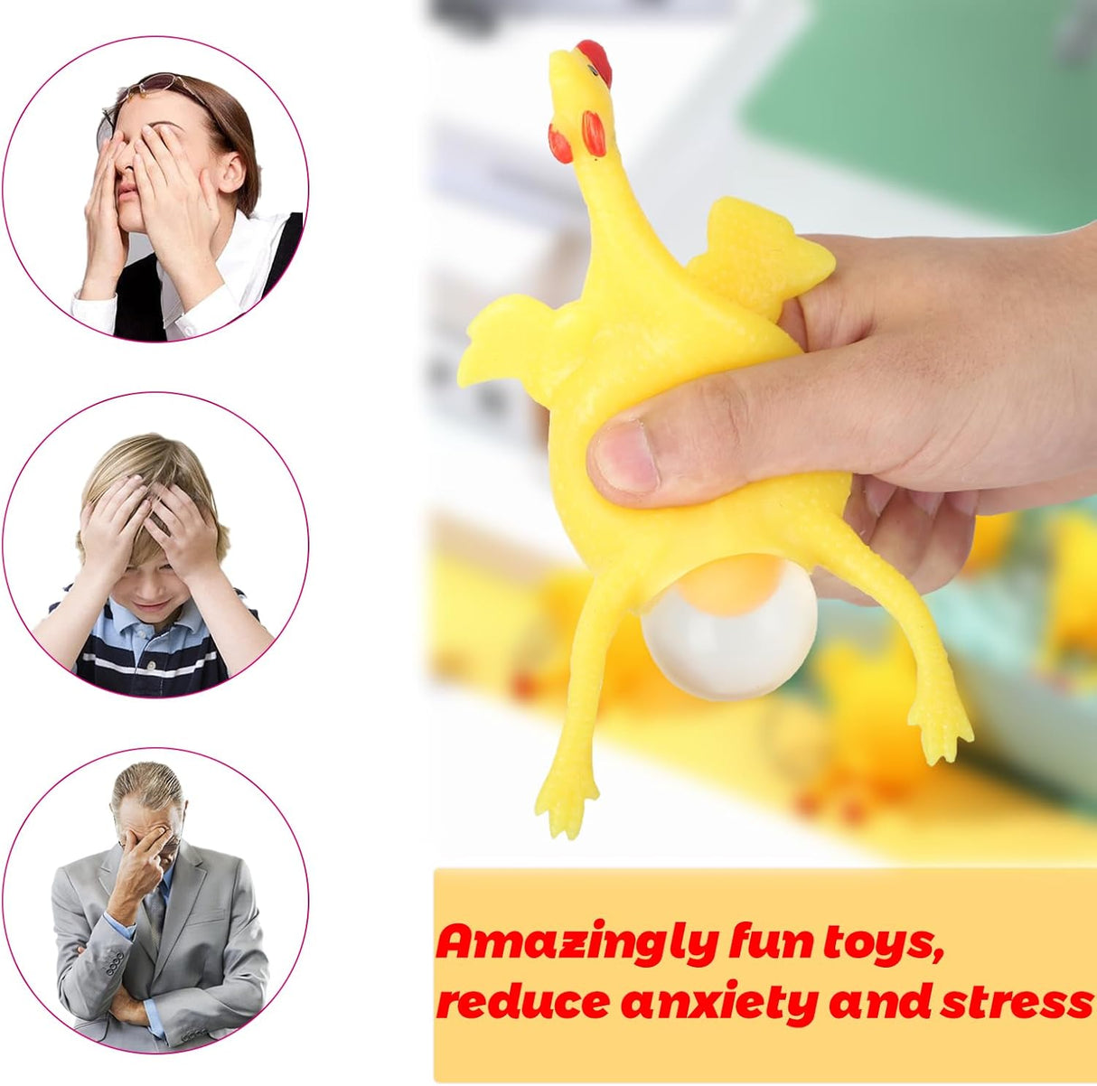Laying Hens, creative toys, jokes, squeeze toy laying hen, ventilation chicken key chains, ventilation, stress relief, trick-yux