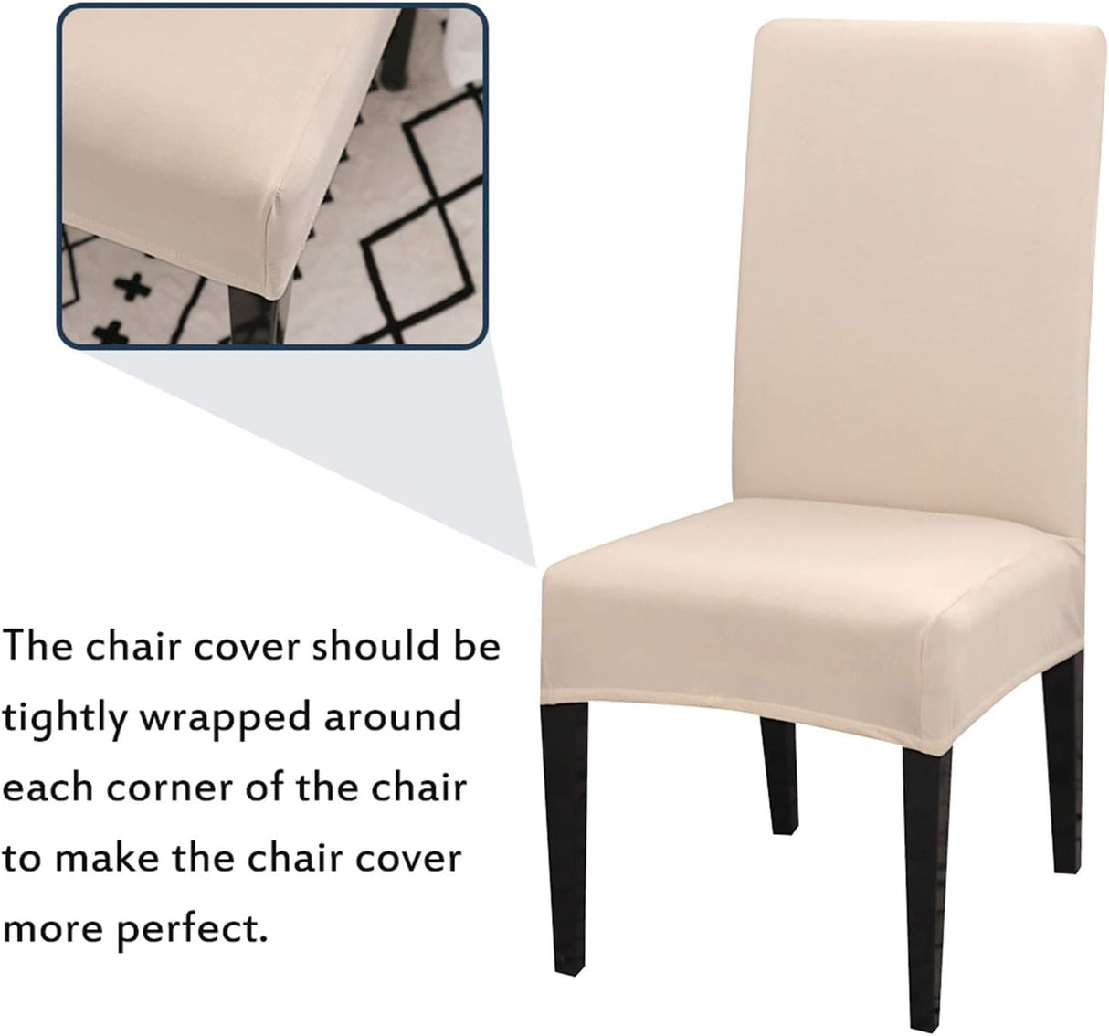 Dining Room Chair Covers, Set of 4 or 6, Stretchy, Removable, Washable, Chair Covers, Decorative Protectors, Seat Covers for Hotel Beige-tfrf Beige 6pcs