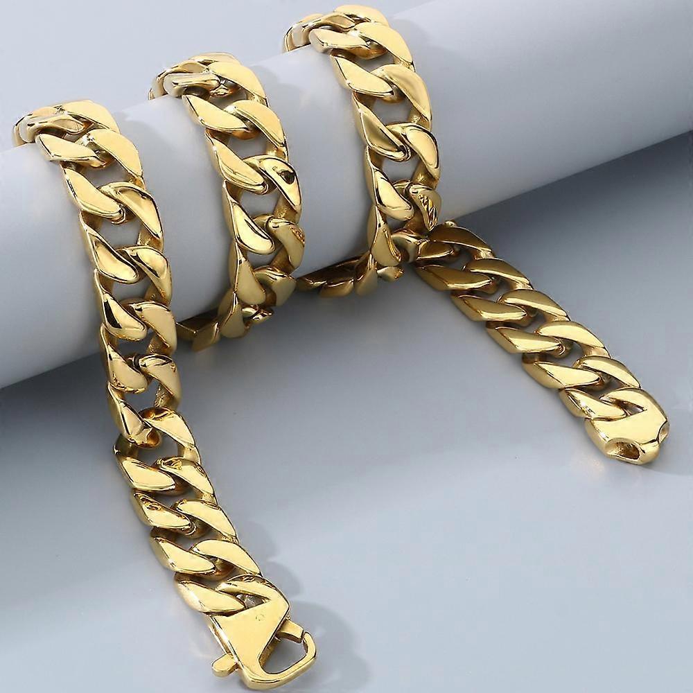 Necklace for Men 50/60CM 316L Stainless Steel 15MM Width Curb Cuban Link Chains On Neck Jewelry Men's Necklace Accessories (Multicolor, 50CM)