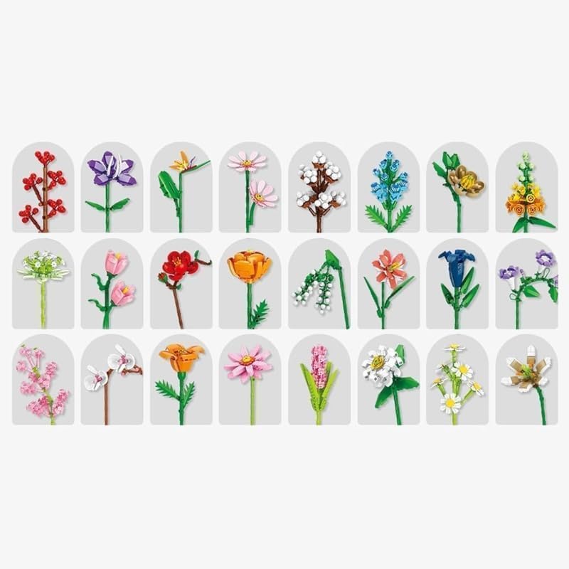 2025 Flower Bouquet Building Blocks Christmas Advent Calendar 24 Days-XY- Sunflower