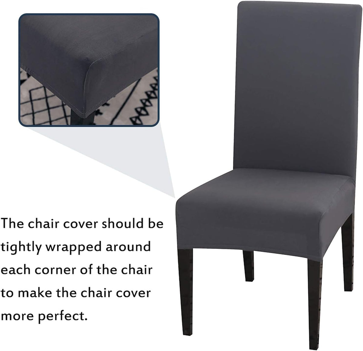 Chair Covers Set of 4 or 6, Stretch Removable Washable Chair Covers Decoration Protection Seat Covers for Hotel grey-tfrf grey 4pcs