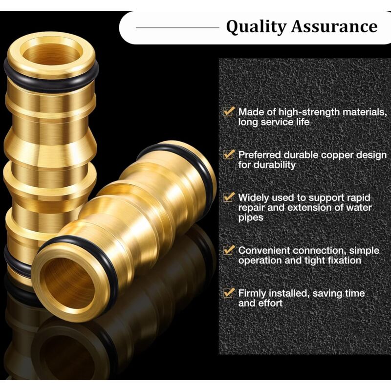 Garden Hose Connectors Double Male Connectors Brass Hose Connectors for Garden Hose Faucet (4 Set)