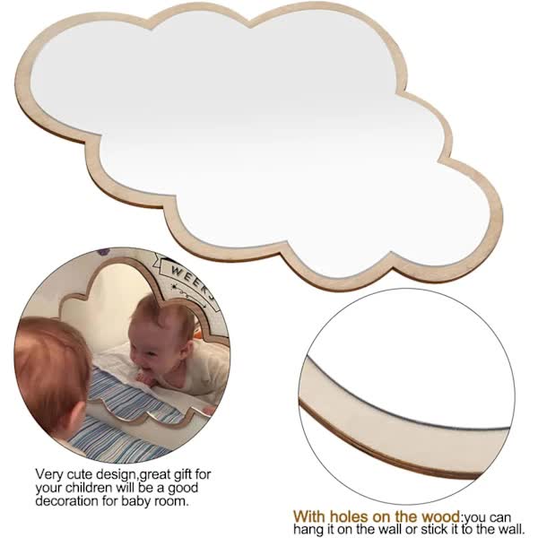 Child-safe mirror made of real acrylic, wall mirror for children's rooms (clouds)