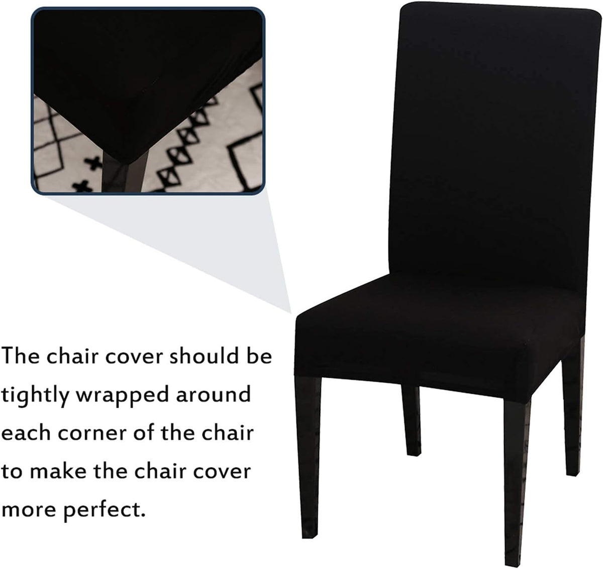 Dining Room Chair Covers, Set of 4 or 6, Stretchy, Removable, Washable, Chair Covers, Decorative Covers, Seat Covers for Hotels Black-tfrf Black 6pcs