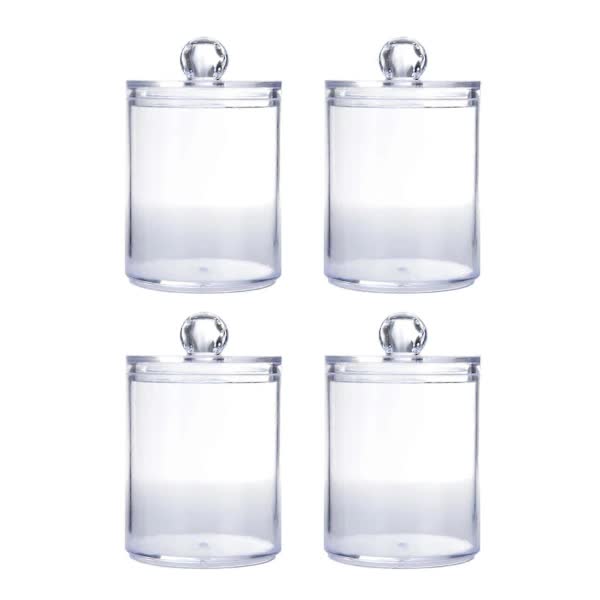 Sophisticated Crystal Glass Apothecary Jars for Bathroom Accessories, Clear Glass Container with Removable Lids for Vanity Organizers, Decora