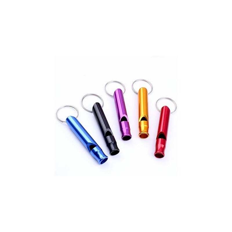 5-pack Aluminum First Aid Whistle with Keychain for Sports Referees, Hiking, Camping, Climbing