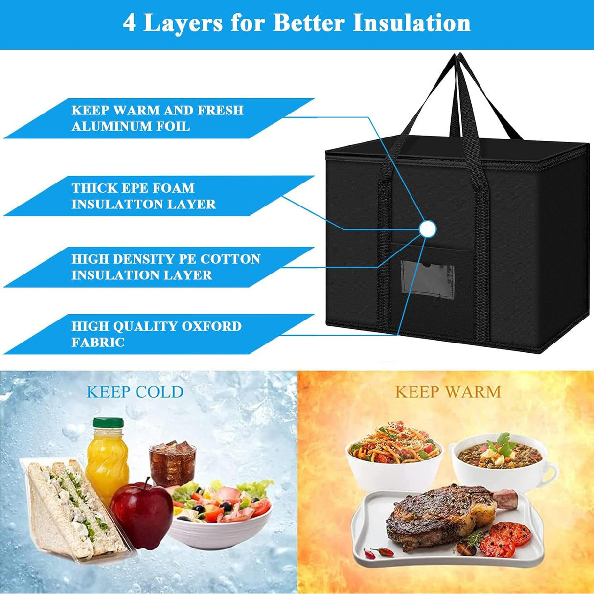 Soft Cooler Bag, 40L Large Cooler Bag, Grocery Bags, Picnic Bag, Thermal Food Delivery Bag, Insulated Bag, Cooler Bag