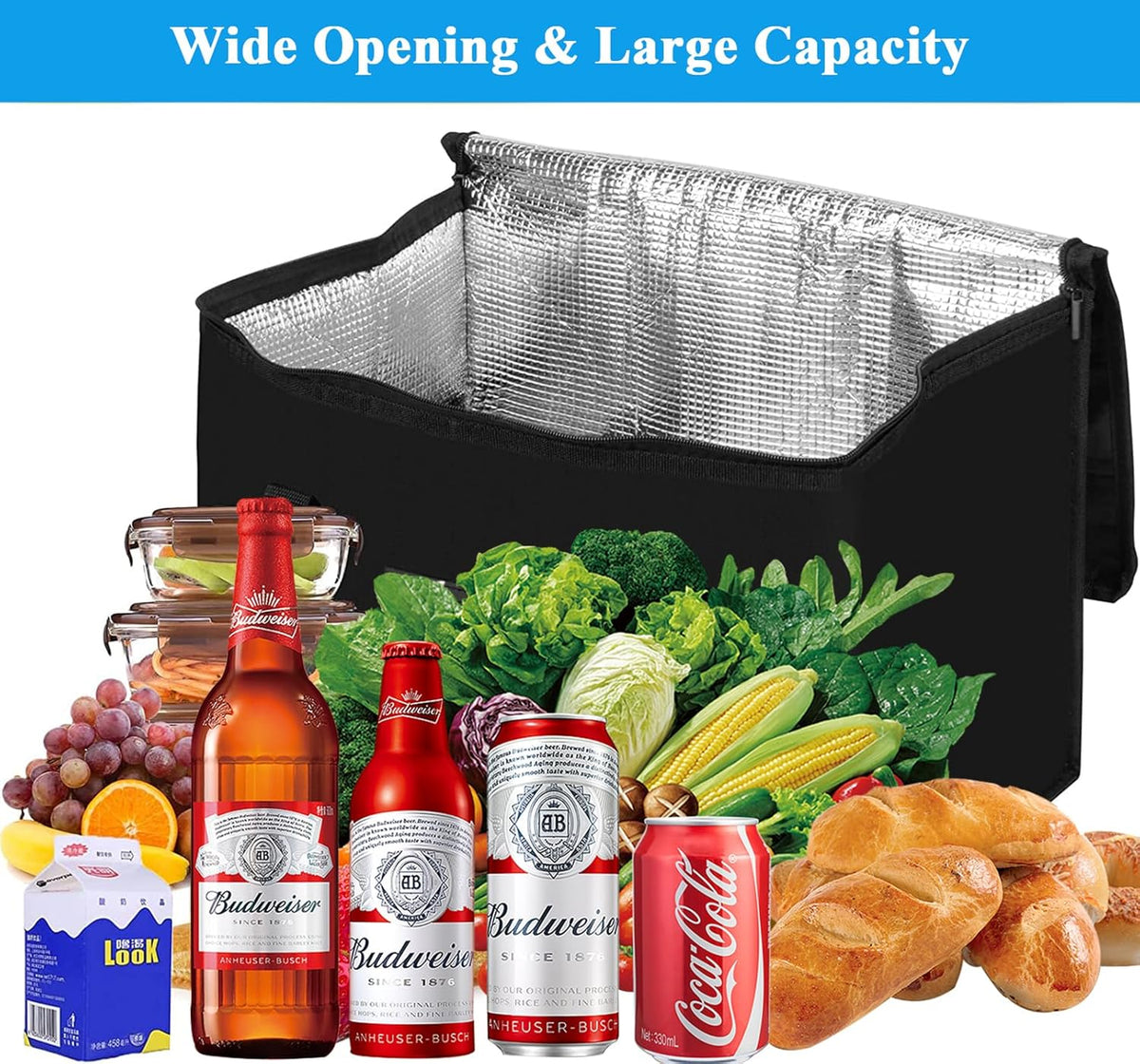 Soft Cooler Bag, 40L Large Cooler Bag, Grocery Bags, Picnic Bag, Thermal Food Delivery Bag, Insulated Bag, Cooler Bag