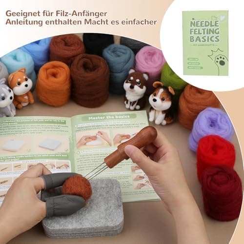 Needle Felting Set in 24 Colors - Felting Tools and Storage Bag, Large Set with Felting Wool, Needles and Felting Mat for DIY
