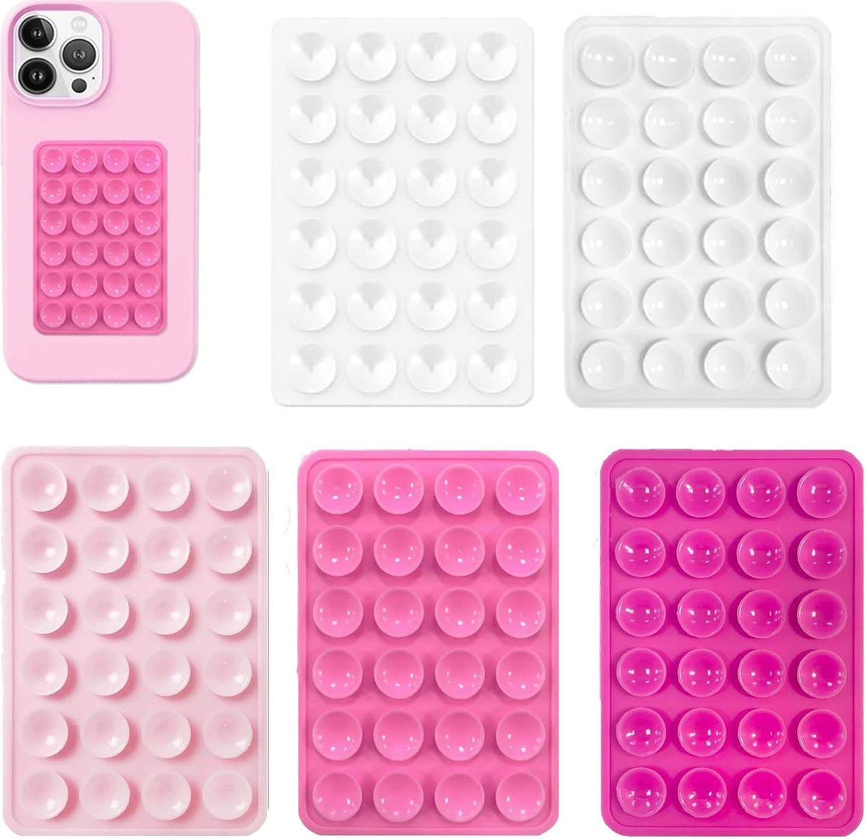 5pcs Silicone Suction Cup Phone Case Mount, Silicone Phone Suction Cup Plate, Non-Slip Suction Cup Phone Mount, Sticky Phone Case for Walls_yux