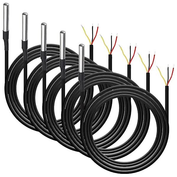 5pcs Waterproof DS18B20 Temperature Sensor, Digital Temperature Thermal Cable Temperature (-55- +125)