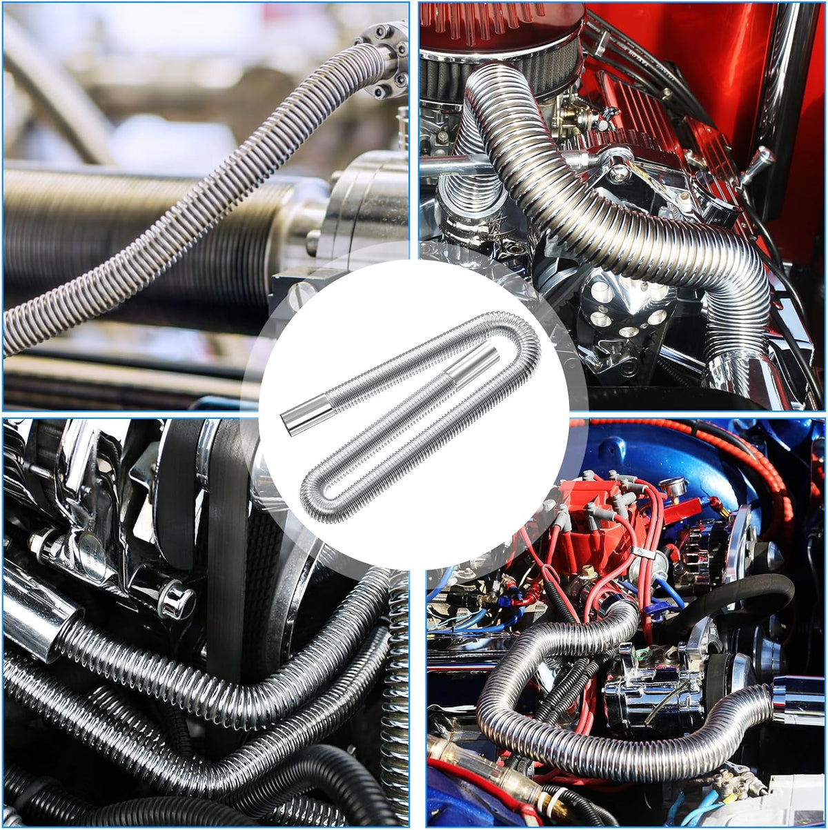 Air heater hose, 300 cm Ø 2.5 cm stainless steel exhaust pipe, parking heater pipe with 2 hose clamps, for parking heater 300CM
