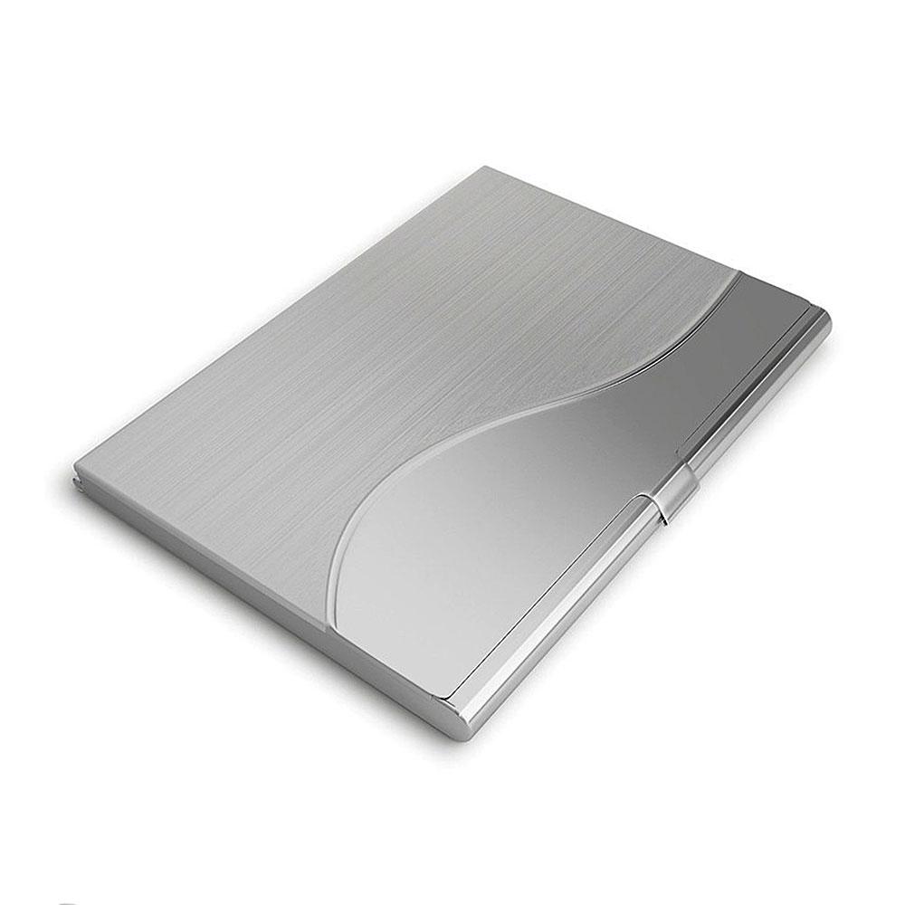 Slim Stainless Steel Card Case \"Wave\" - Silver Silver Silver