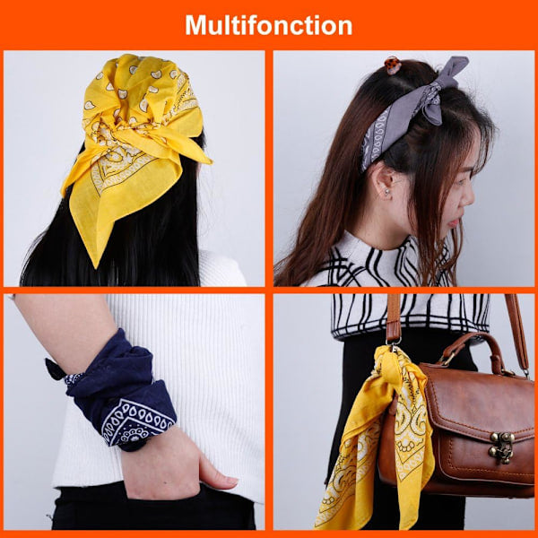 12 pcs 12 Colors 54*54cm Package Bandana Scarf Unisex Handkerchief (C)
