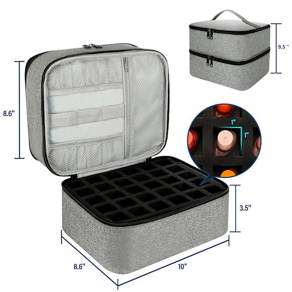 Nail Polish Storage Case with UV Light - Professional Organizer for Nail Kits, Gray_yux