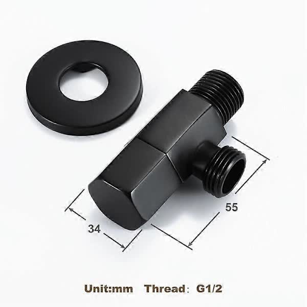 Black Shut-off Valve Angle Faucet Brass Diverter Toilet Valve Shower Nozzle Connector Solid Brass Coupling Faucet Bracket