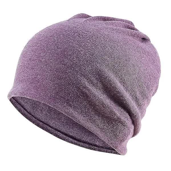 5-Pack Slouchy Baggy Beanies Chemo Hats - Khaki + Black + Grey + Burgundy + Purple